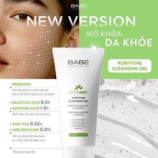 [FBS] Gel rửa mặt BABE cho da dầu mụn Stop Akn Purifying Cleansing gel 100ml/200ml (2)