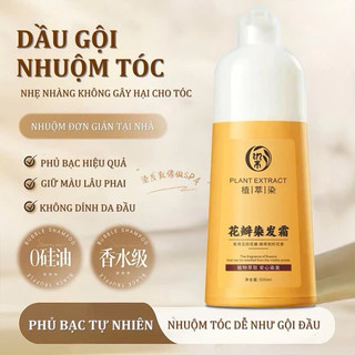 Kem Nhuộm Tóc Phủ Bạc Plant Extract 500ml - Thuốc Nhuộm Tóc Thảo Dược Đen Nâu Tự Nhiên Tại Nhà