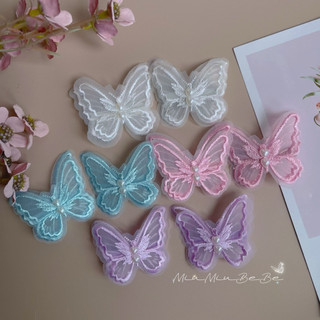 Set 2 kẹp bướm ren 2 tầng tiểu thư cho bé