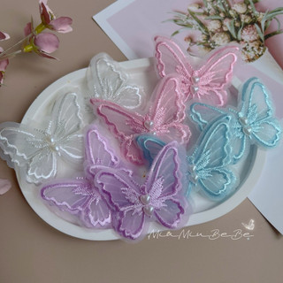Set 2 kẹp bướm ren 2 tầng tiểu thư cho bé