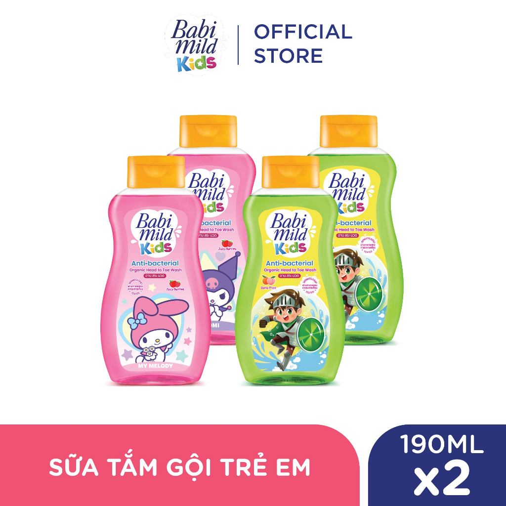 Combo 2 Sữa tắm gội toàn thân cho trẻ em Babi Mild Kids 190ML