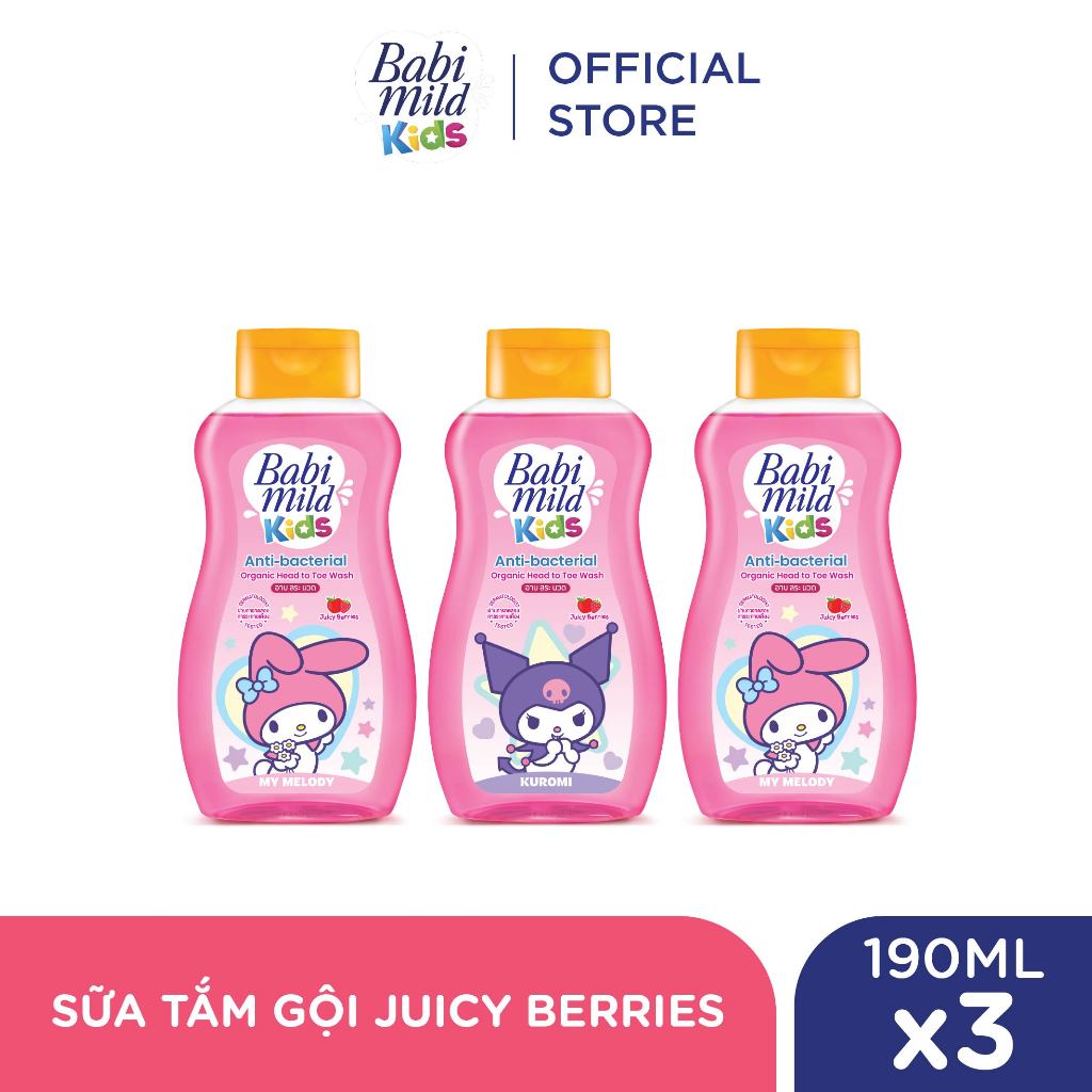 Combo 3 Sữa tắm gội toàn thân trẻ em Babi Mild Kids 190ML