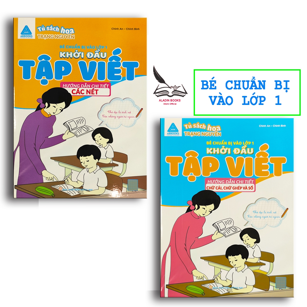 Sách- Bộ 2 Quyển Bé Chuẩn Bị Vào Lớp 1 – Khởi Đầu Tập Viết Hướng Dẫn Các Nét Chữ Cái Chữ Ghép Chữ Số