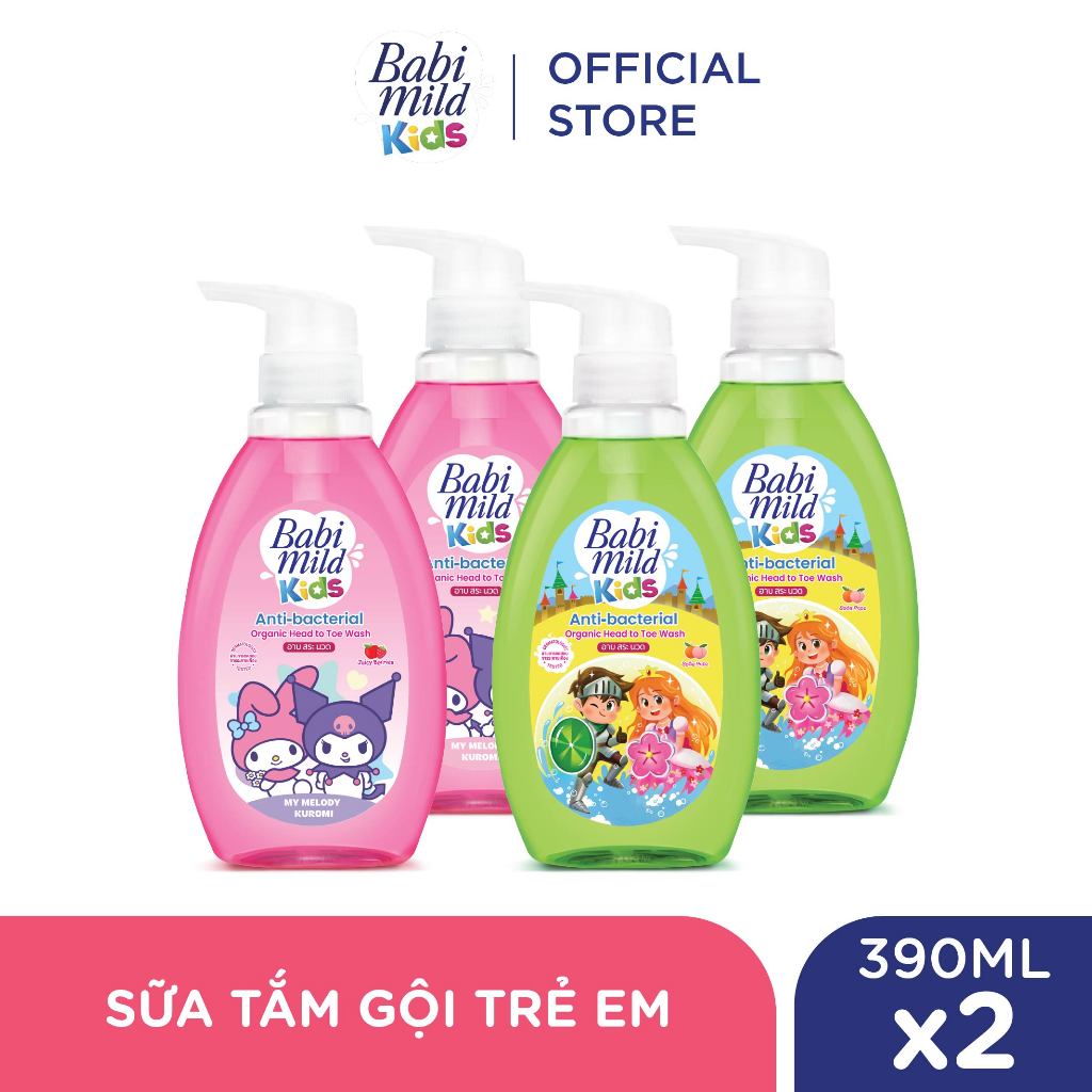 Combo 2 Sữa tắm gội toàn thân trẻ em Babi Mild Kids 390ML
