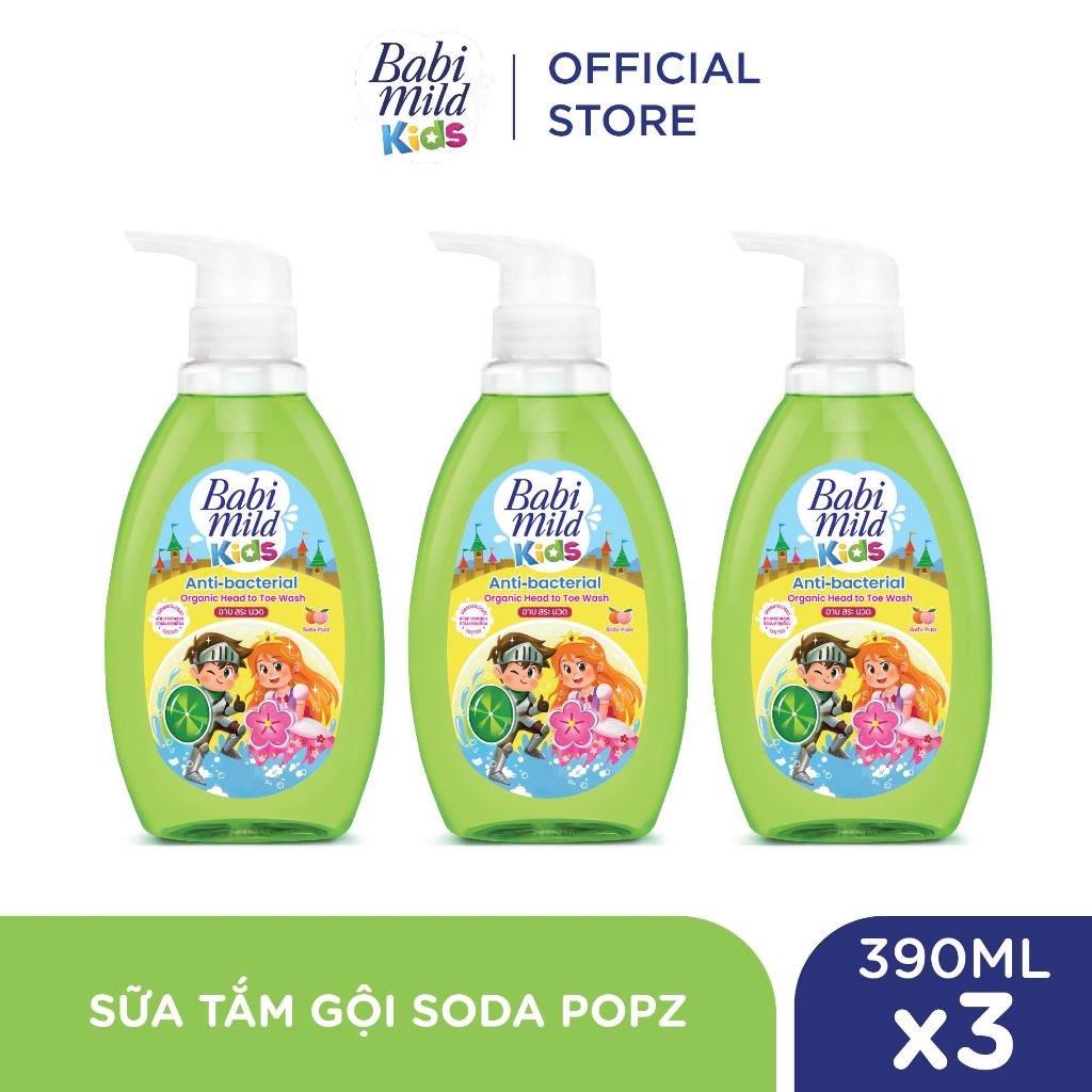 Combo 3 Sữa tắm gội toàn thân trẻ em Babi Mild Kids 390ML