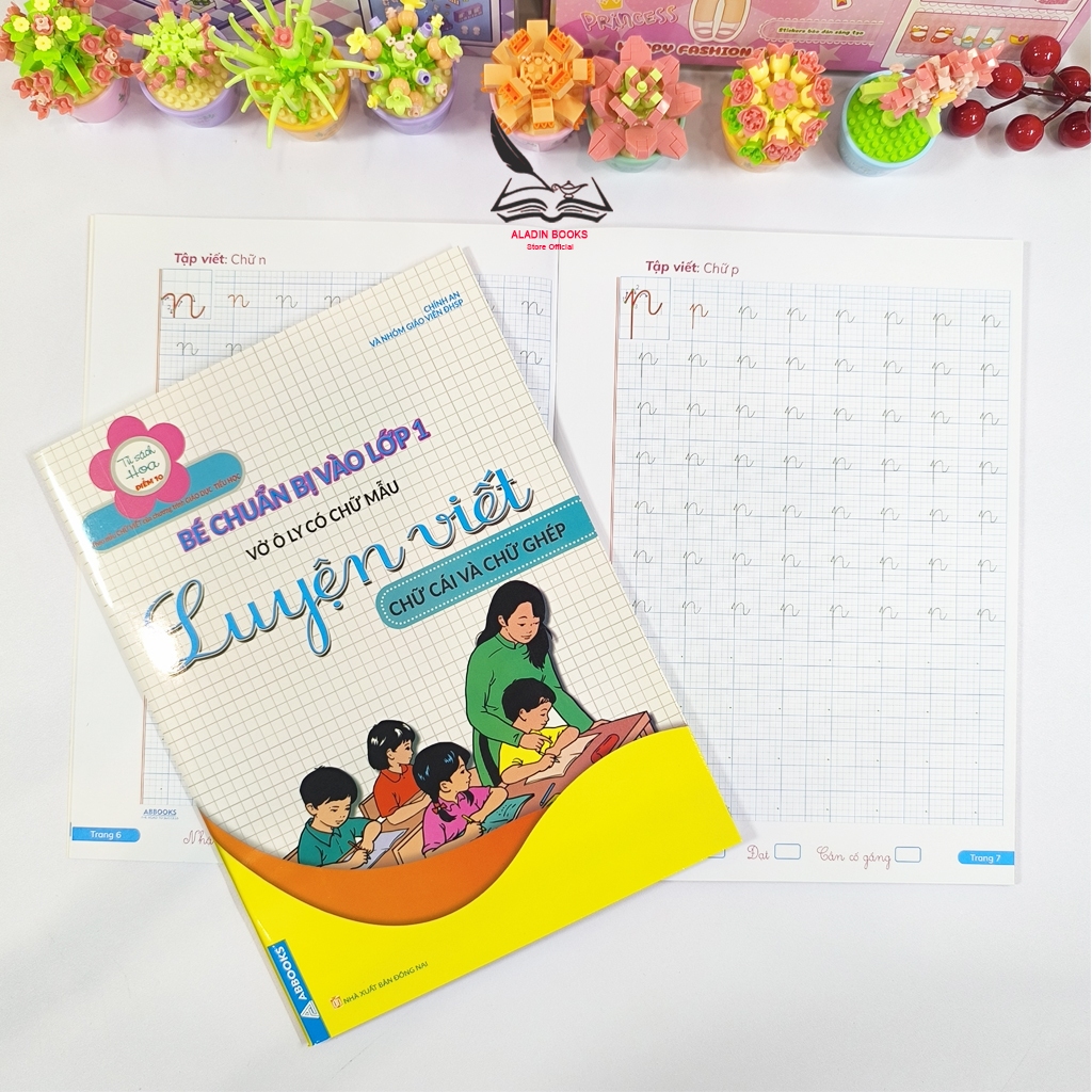 Sách- Bộ 2 Quyển Vở Luyện Viết Bé Chuẩn Bị Vào Lớp 1 – Vở Ô Ly Có Chữ Mẫu-NCB-Chữ Số-Chữ Cái