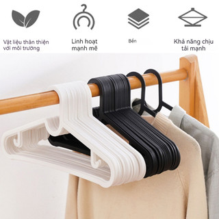 GREENSINDOOR Set 10/30/50 móc nhựa treo quần áo màu trắng đen phong cách Nhật 39.5x17.5cm