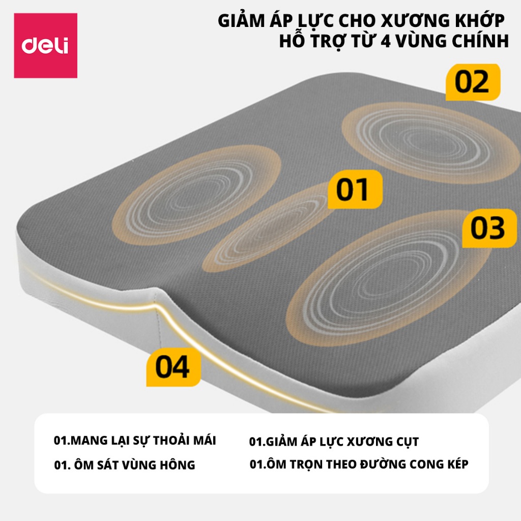 Đệm ngồi Deli nhiều phiên bản nệm lót ghế cao su non siêu đàn hồi Đệm mông chống trĩ chống đau ê mông êm ái thoải mái | BigBuy360 - bigbuy360.vn