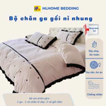 bộ chăn ga nỉ lông thỏ minmin cao cấp,hàng thiết kế họa tiết thêu dày dặn , mềm mịn bao chuẩn 1 HLHOME — ảnh 1