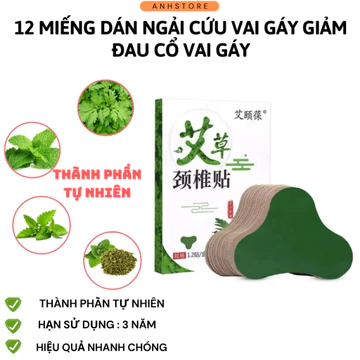 [12 miếng] HỘP 12 MIẾNG DÁN NGẢI CỨU CỔ VAI GÁY, Miếng Dán Thảo Dược Ngải Cứu – Giảm Nhức Mỏi Cơ Thể, Lạnh Gáy, Đau Cơ