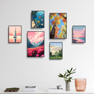 COMBO 6 Tranh Decor Phòng, Tranh Dán Tường Decor, Chất Liệu Formex.