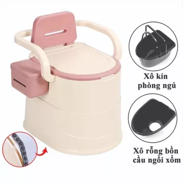 Bồn cầu di động có tay vịn cho người già bà bầu, toilet di động thông minh có đệm, Bô vệ sinh cho người già tại giường