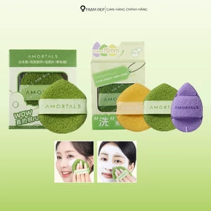 Bọt Biển Rửa Mặt Làm Sạch Sâu Cho Da AMORTALS Hình Giọt Nước (3 Miếng/Set)