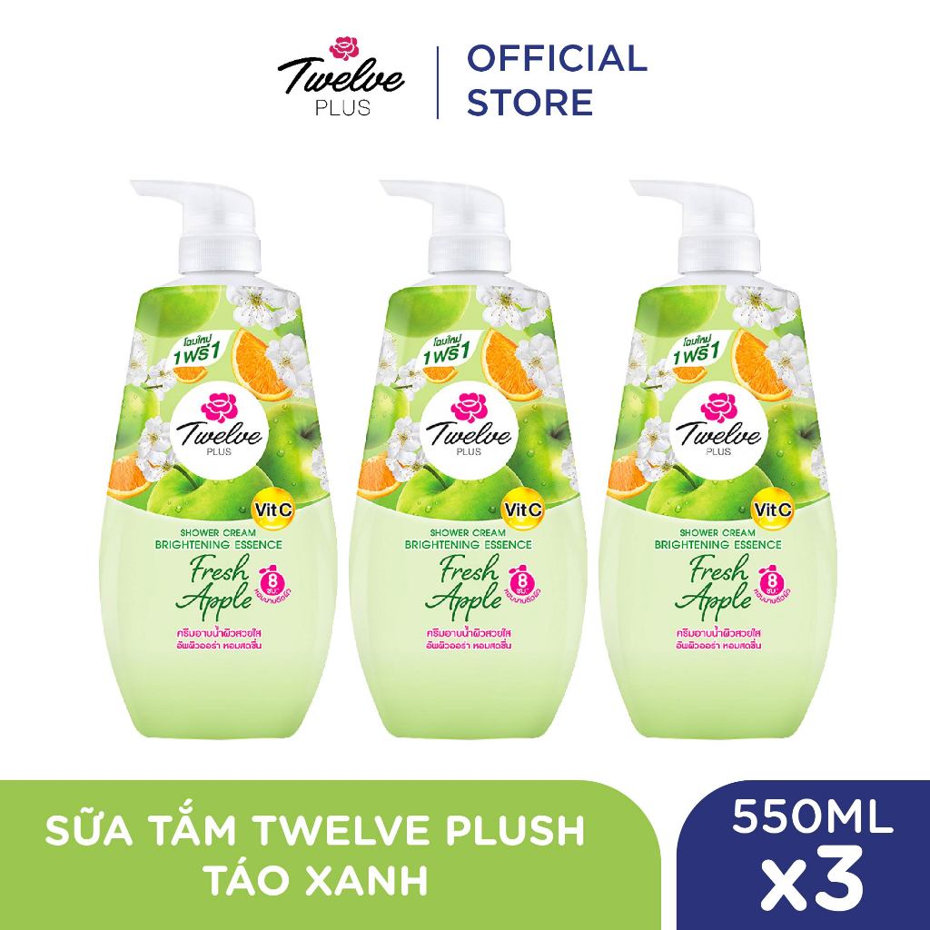 Combo 3 Sữa tắm hỗ trợ làm sáng da Twelve Plus 550MLx3