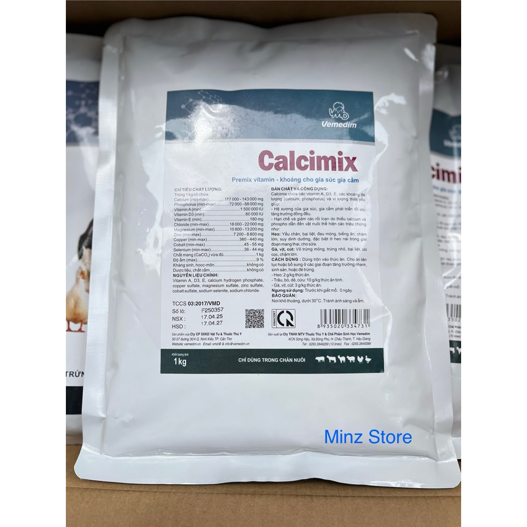 Calcimix Vemedim cung cấp Calci, Vitamin và Khoáng cho gia súc, gia cầm (1Kg)