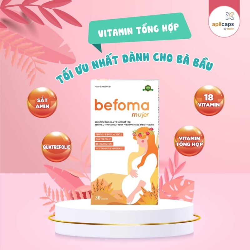 Viên uống bổ sung Sắt, Acid Folic, Vitamin tổng hợp cho mẹ bầu, mẹ sau sinh Bổ bầu EU Befoma SSĐT