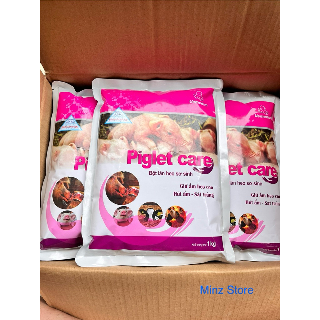 Bột lăn heo, giữ ấm heo con, hút ẩm, sát trùng, Vemedim PIGLET CARE gói (1kg)