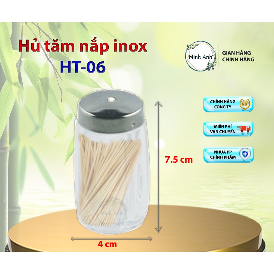 [ XUẤT VAT ]  [ Hỏa tốc ] Hủ tăm - nắp inox - Melamin trắng cao cấp, đựng tăm xỉa răng hu tam nha hàng, quán ăn