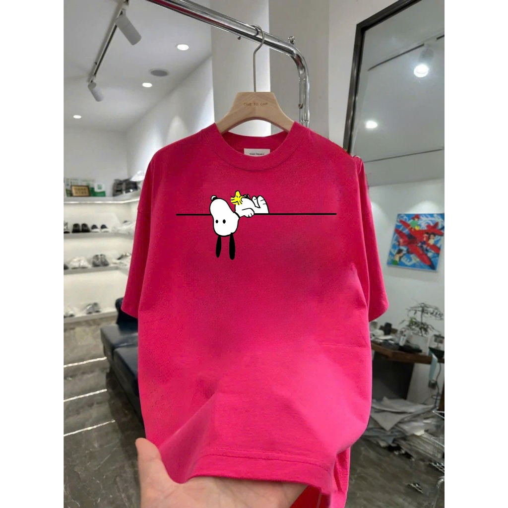 Áo thun Snoopy phong cách Minimalist Chất Liệu Cotton Cao Cấp Form Rộng Co Giãn 2 Chiều
