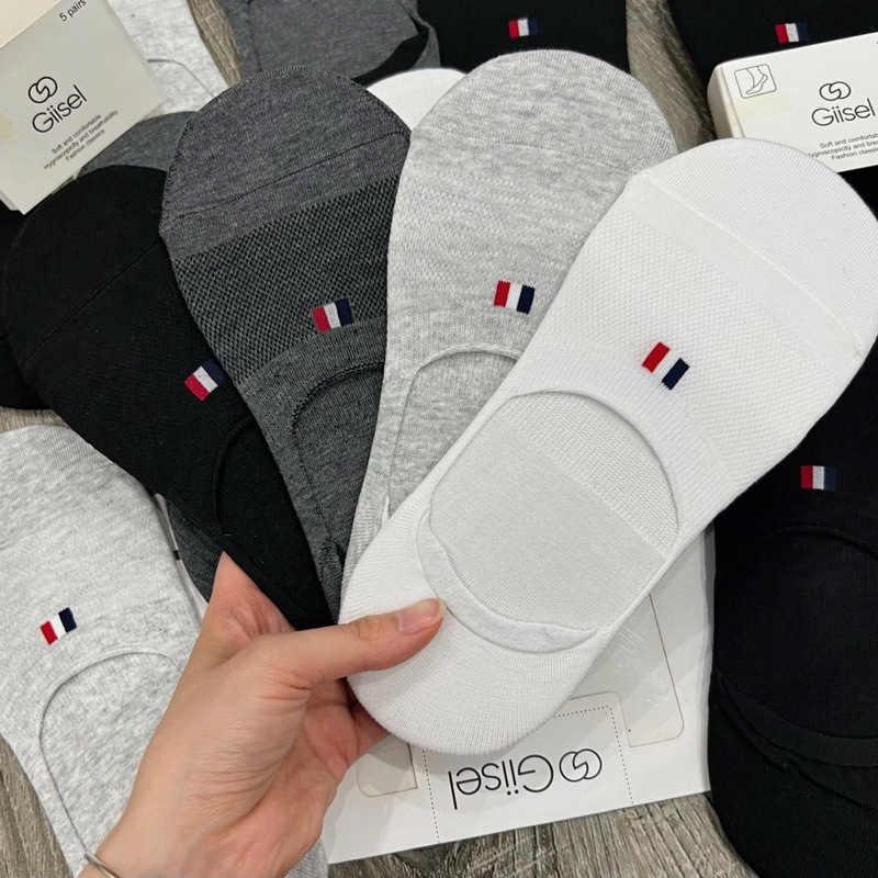 Tất vớ lười mắt cá chân nam nữ COMBO 5 ĐÔI cotton co giãn kháng khuẩn khử mùi thoáng khí