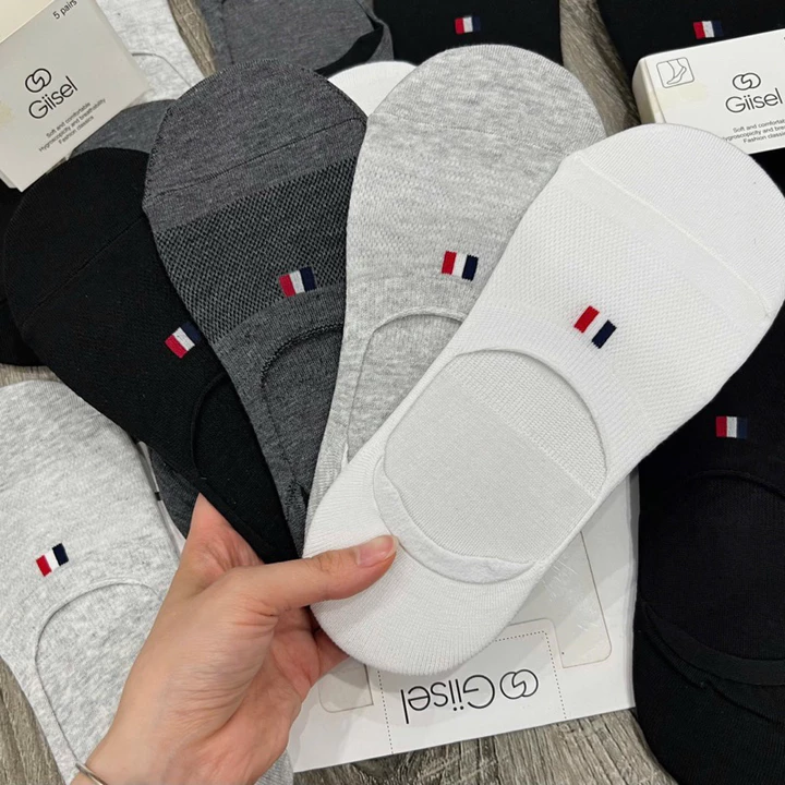 Tất vớ lười mắt cá chân nam nữ COMBO 5 ĐÔI cotton co giãn kháng khuẩn khử mùi thoáng khí