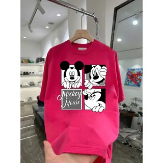 Áo thun hoạt hình Mickey Mouse MK24 unisex nam nữ form rộng 100% cotton
