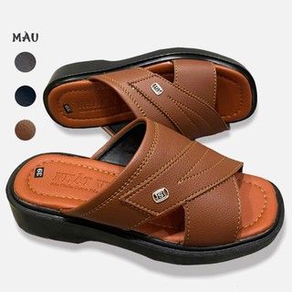 Dép Da Nam Quai Bản IGU_M722,Dép Trung Niên Đế Nâng 5CM Cao Cấp.
