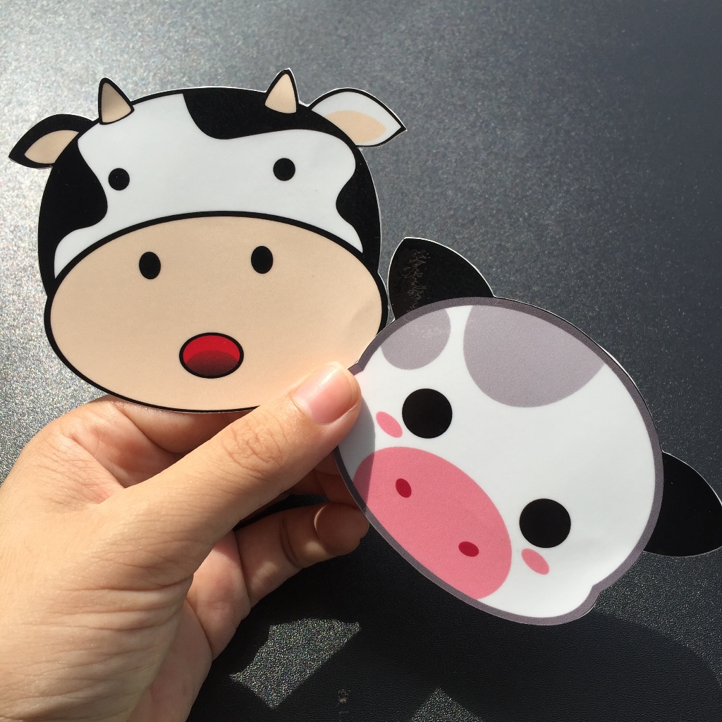 Sticker bò sữa cute. Hình dán chống nước dễ thương trang trí mọi nơi. Làm theo yêu cầu