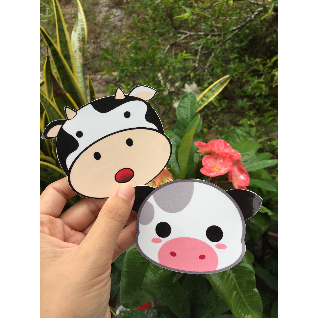 Sticker bò sữa cute. Hình dán chống nước dễ thương trang trí mọi nơi. Làm theo yêu cầu