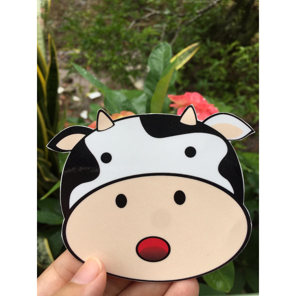 Sticker bò sữa cute. Hình dán chống nước dễ thương trang trí mọi nơi. Làm theo yêu cầu