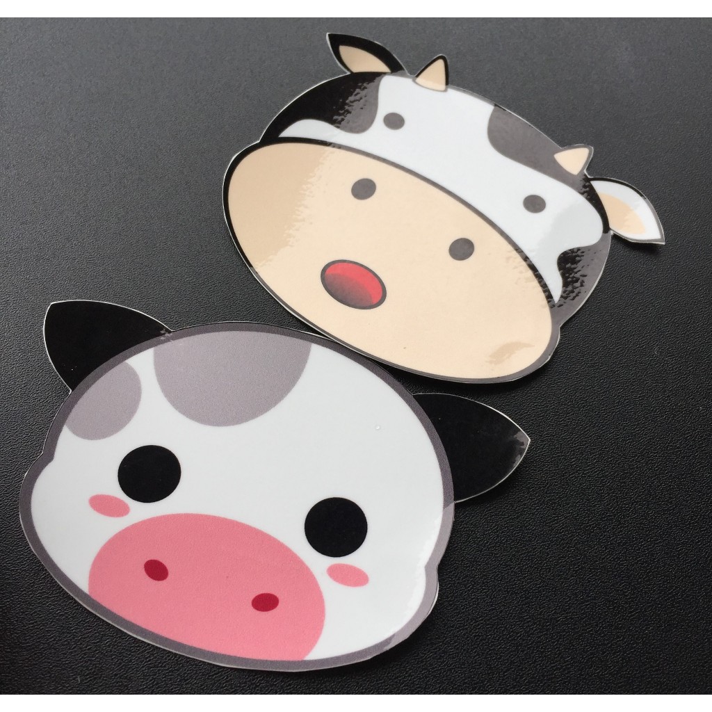 Sticker bò sữa cute. Hình dán chống nước dễ thương trang trí mọi nơi. Làm theo yêu cầu