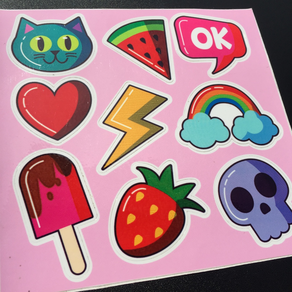 Sticker cute chống nước. Hình dán dễ thương trang trí mọi nơi. Logo Laptop, tường, nón bảo hiểm