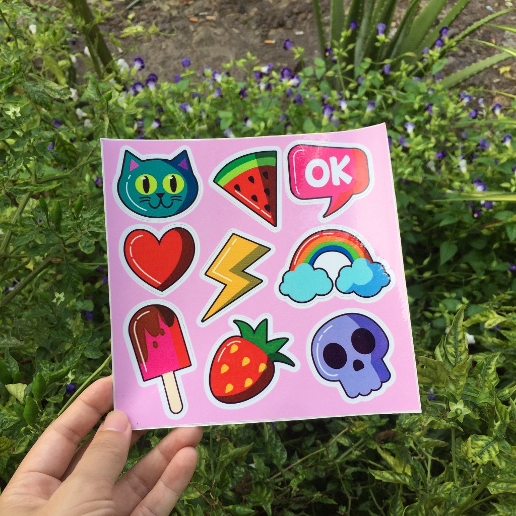 Sticker cute chống nước. Hình dán dễ thương trang trí mọi nơi. Logo Laptop, tường, nón bảo hiểm