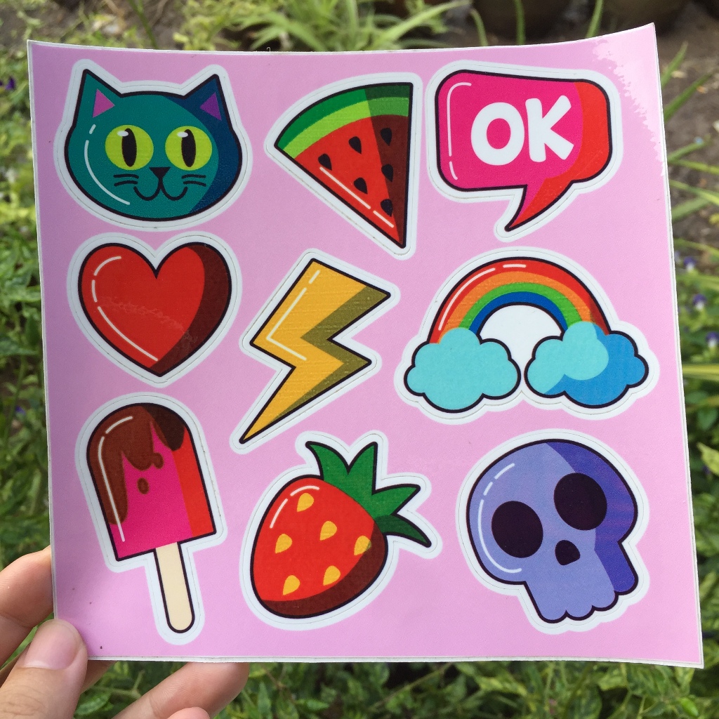 Sticker cute chống nước. Hình dán dễ thương trang trí mọi nơi. Logo Laptop, tường, nón bảo hiểm