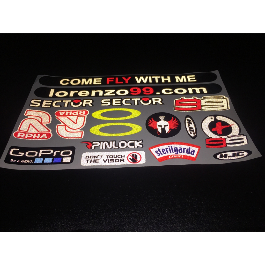 Hình dán logo LORENZO 99 RPHA phản quang [20x12.3cm]. Decal sticker chống nước, tem dán nón bảo hiểm fullface