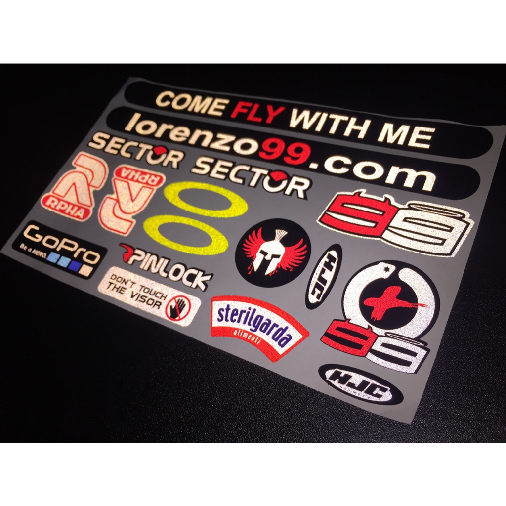 Hình dán logo LORENZO 99 RPHA phản quang [20x12.3cm]. Decal sticker chống nước, tem dán nón bảo hiểm fullface