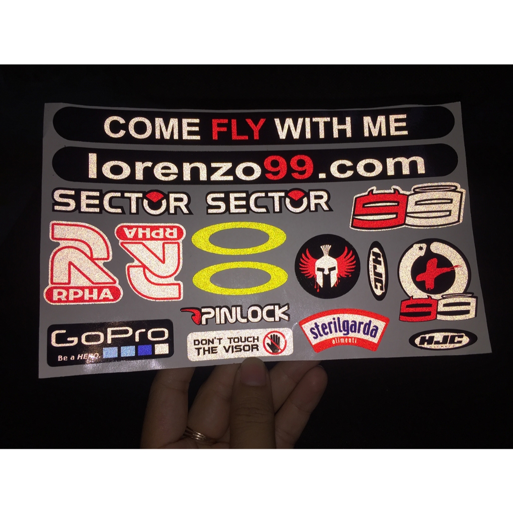 Hình dán logo LORENZO 99 RPHA phản quang [20x12.3cm]. Decal sticker chống nước, tem dán nón bảo hiểm fullface