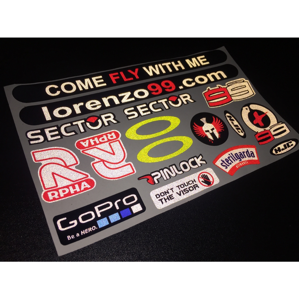 Hình dán logo LORENZO 99 RPHA phản quang [20x12.3cm]. Decal sticker chống nước, tem dán nón bảo hiểm fullface