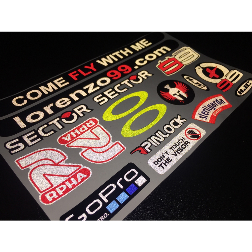 Hình dán logo LORENZO 99 RPHA phản quang [20x12.3cm]. Decal sticker chống nước, tem dán nón bảo hiểm fullface