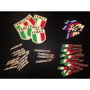 Cặp tem Decal phản quang 3M Tổng hợp 5 mẫu logo cờ Ý cao cấp chống nước. Limited ABS Italy