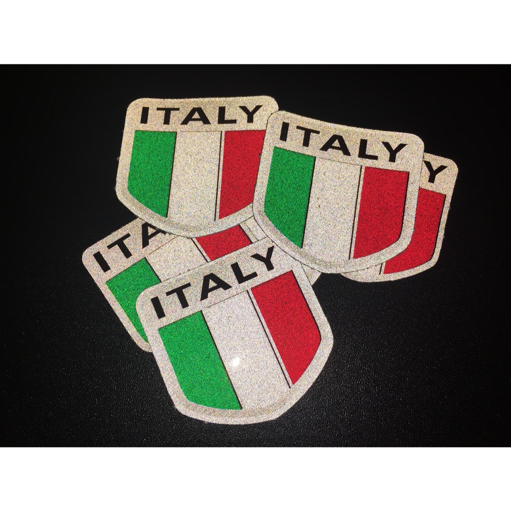 Cặp tem Decal phản quang 3M Tổng hợp 5 mẫu logo cờ Ý cao cấp chống nước. Limited ABS Italy