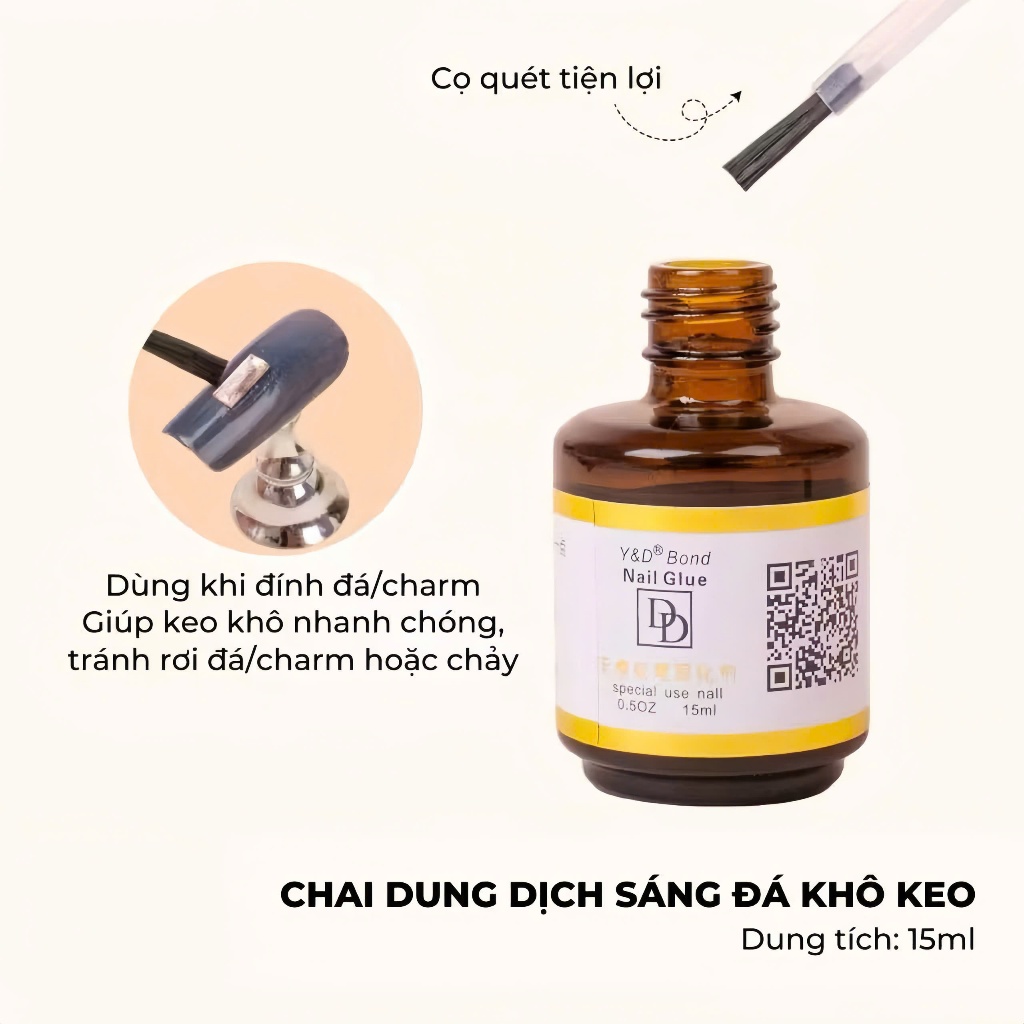 [GIÁ TỐT] Chai dung dịch làm khô keo - sáng đá giúp bộ móng bền chắc hơn hàng chuẩn chai 15ml