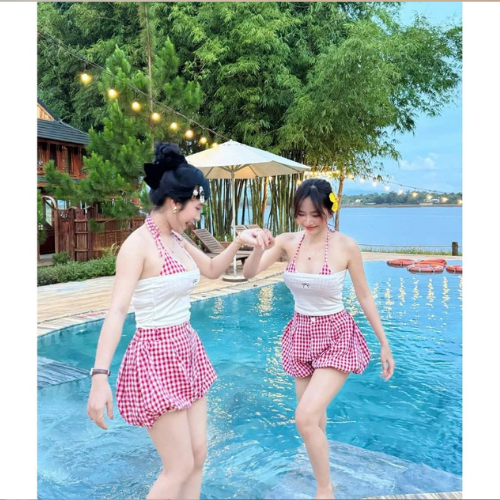 [ BKN 911 ] BIKIKI Sét  3 món áo BRA KIỂU QUẦN BÍ  2 lớp kèm áo ngoài tăm thêu cao cấp HAN.T SHOP