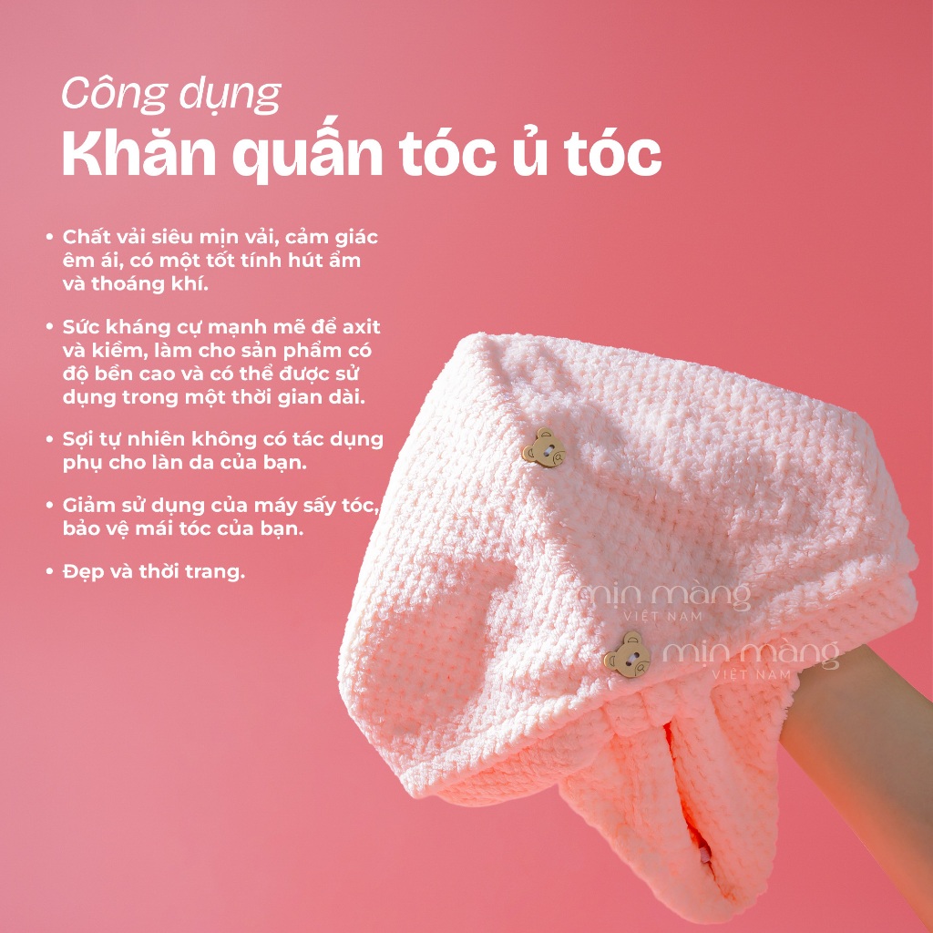 Khăn Quấn Tóc Ủ Tóc Nhanh Khô Cao Cấp Loại 1,Khăn Gội Đầu Trùm Đầu Đa Năng Chất Microfiber Mềm Mại
