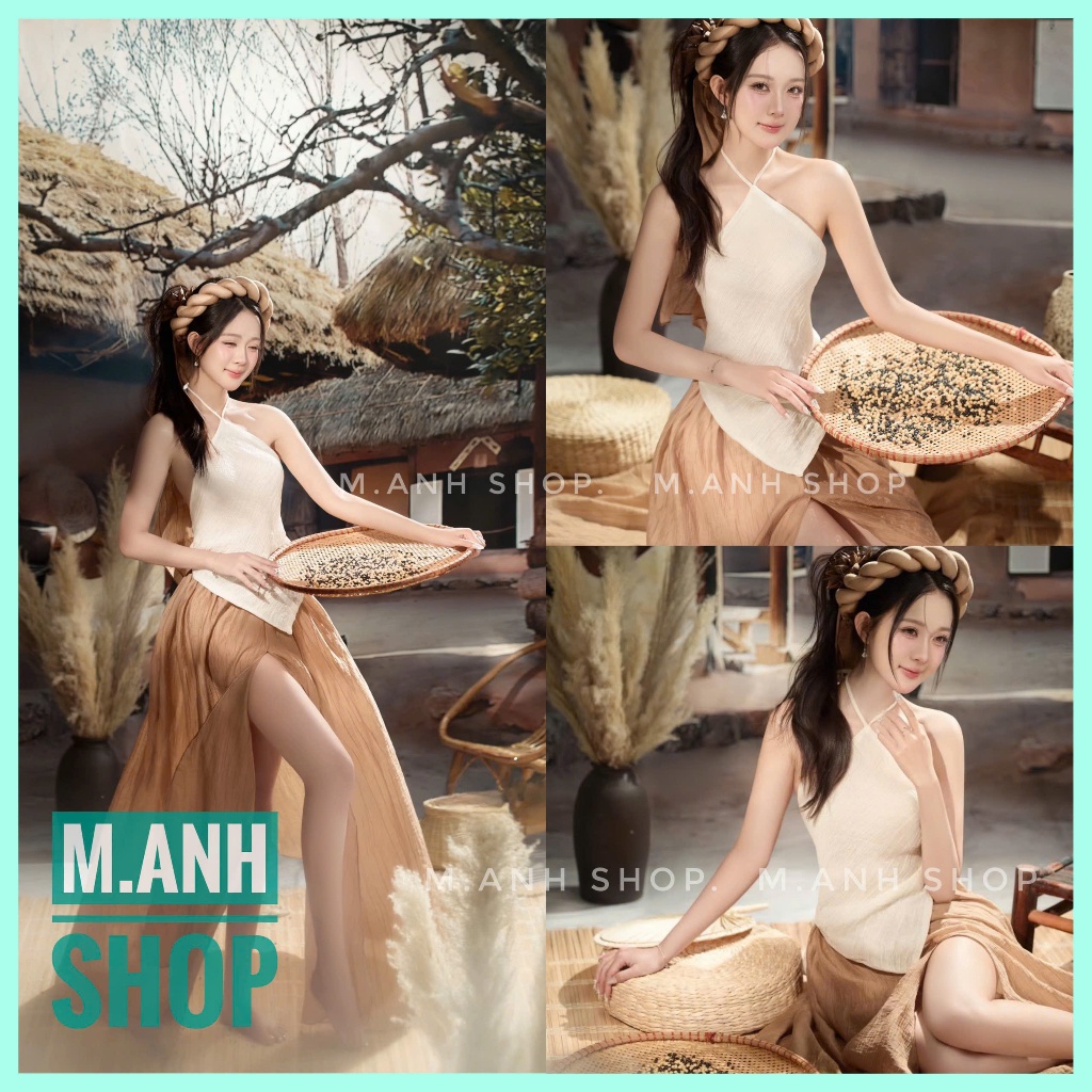 Sét Yếm Nâu Tấm Chụp Ảnh Studio Concept Nàng Thơ Xinh Đẹp