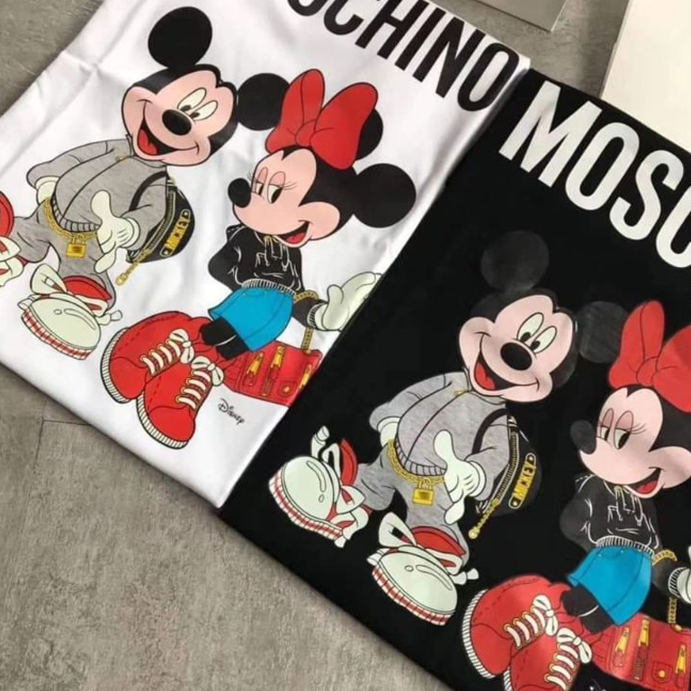 Áo Thun Tay Lỡ Unisex In Hình Mickey & Minnie