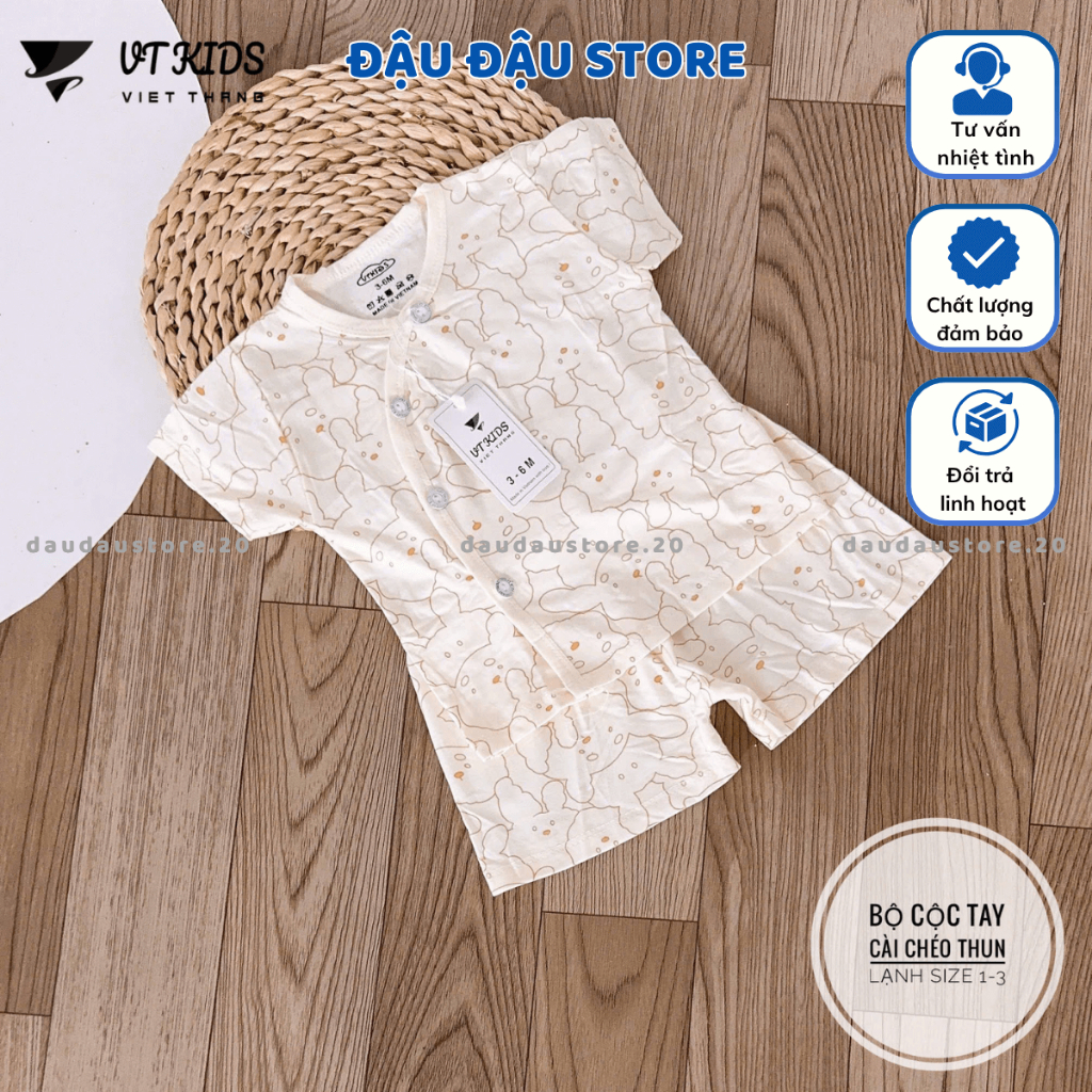 (Set 3 - Set 5) Bộ Cộc Tay Màu VT Thun Lạnh Phối Màu Mềm Mịn Mát Cho Bé Sơ Sinh 0-9 Tháng VT-CL18  Đậu Đậu Store