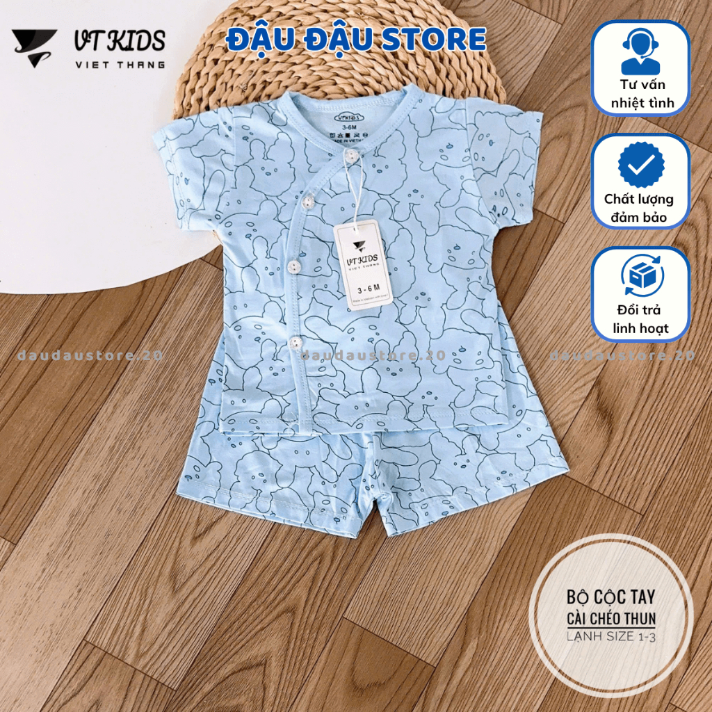 (Set 3 - Set 5) Bộ Cộc Tay Màu VT Thun Lạnh Phối Màu Mềm Mịn Mát Cho Bé Sơ Sinh 0-9 Tháng VT-CL18  Đậu Đậu Store