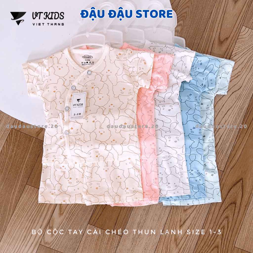 (Set 3 - Set 5) Bộ Cộc Tay Màu VT Thun Lạnh Phối Màu Mềm Mịn Mát Cho Bé Sơ Sinh 0-9 Tháng VT-CL18  Đậu Đậu Store