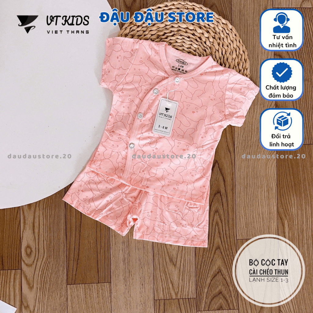 (Set 3 - Set 5) Bộ Cộc Tay Màu VT Thun Lạnh Phối Màu Mềm Mịn Mát Cho Bé Sơ Sinh 0-9 Tháng VT-CL18  Đậu Đậu Store